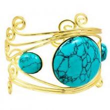 gold plated turquoise cuff bangle