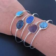 925 sterling silver gemstone handmade bangle