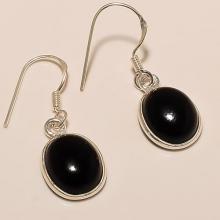 plain Sterling Silver Black Onyx Earring