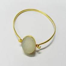 white druzy one side open bangle